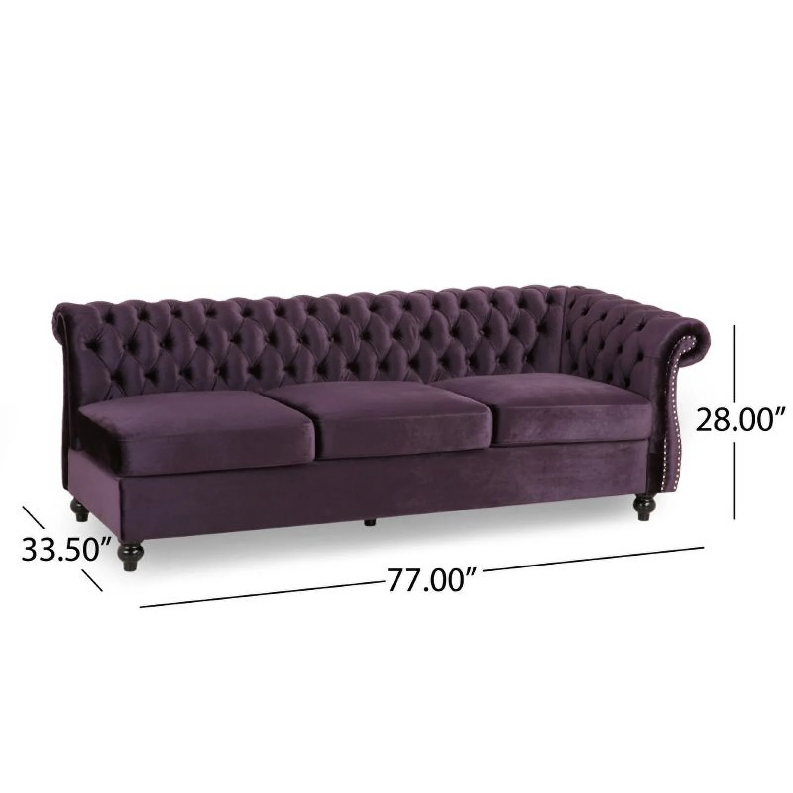 Pemberly Row 7 Seat Velvet Tufted Chesterfield Sectional in Blackberry