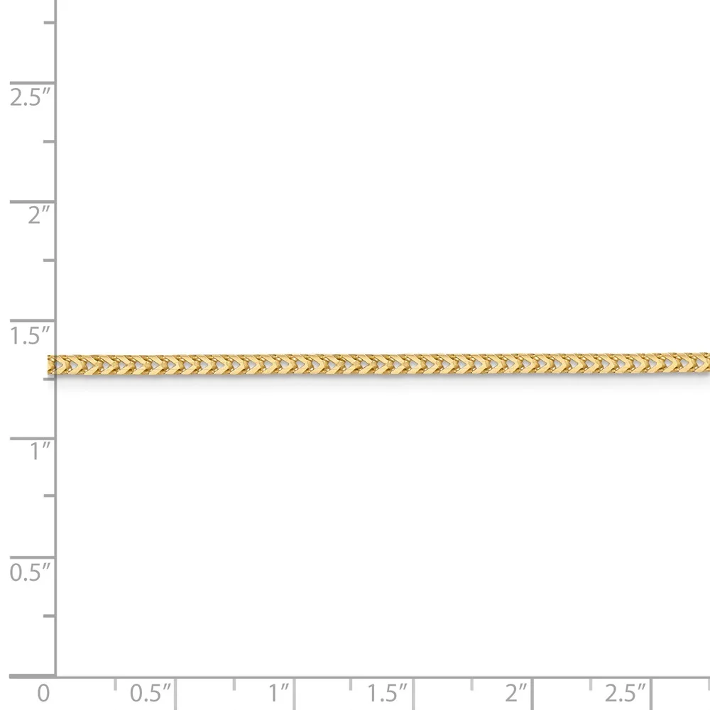 Real 14kt Yellow Gold 2mm Franco Chain; 20 inch; Lobster Clasp; for Adults and Teens; for Women and Men