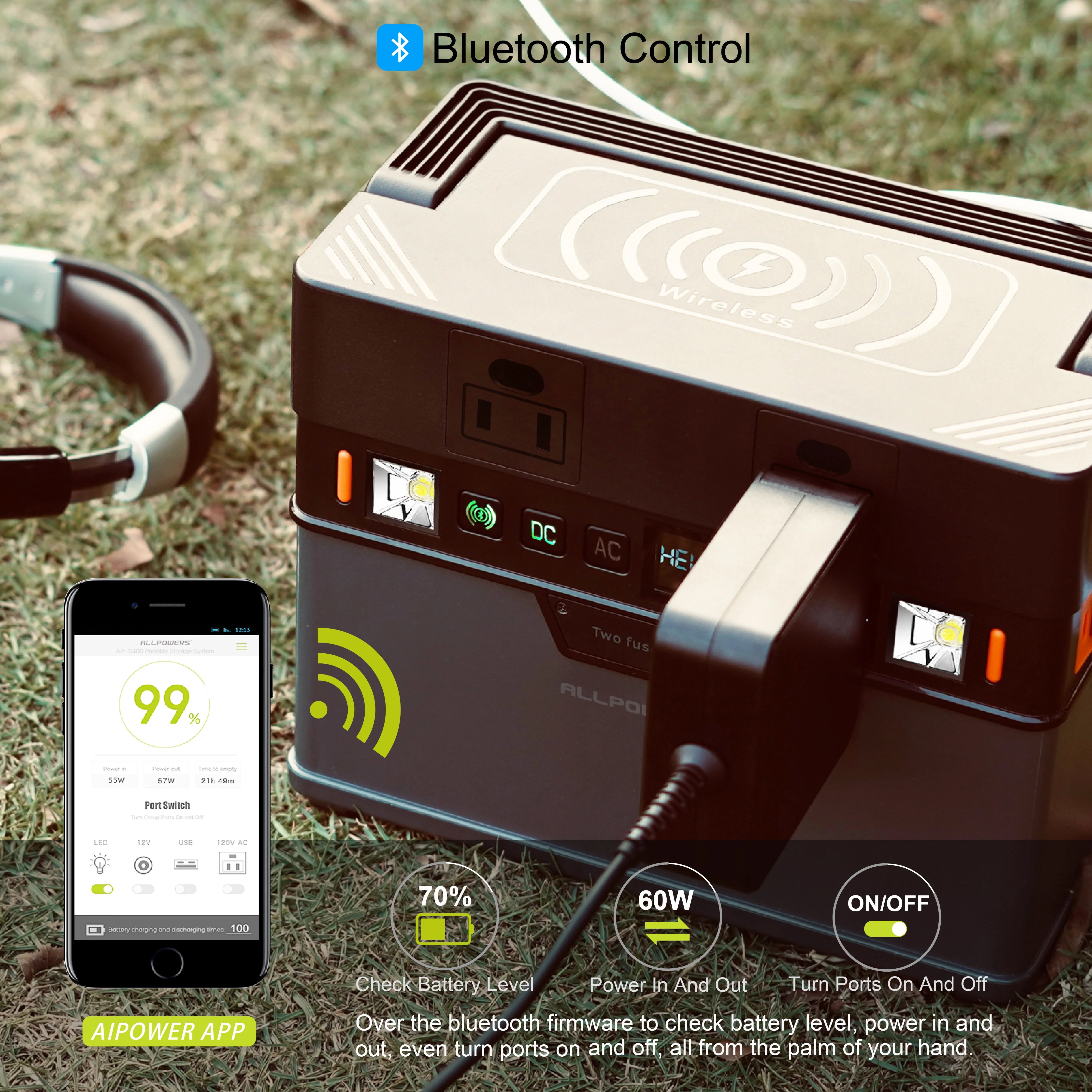 ALLPOWERS 288Wh 300W Portable Power Station with 100W Foldable Solar Panel, S300 Solar Generator Kit