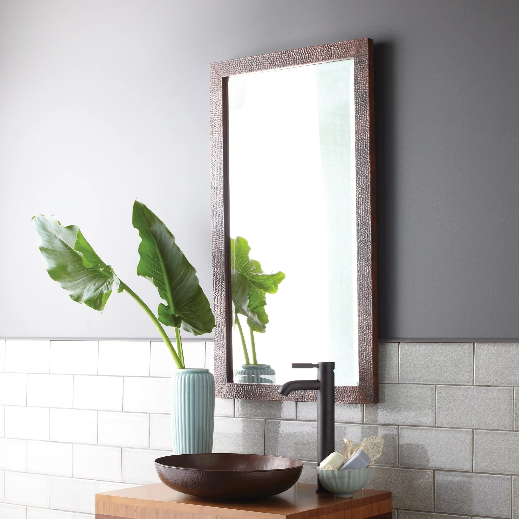 Native Trails Milano Hand Hammered Copper Medium Rectangle Mirror - 40" x 28" Antique Copper
