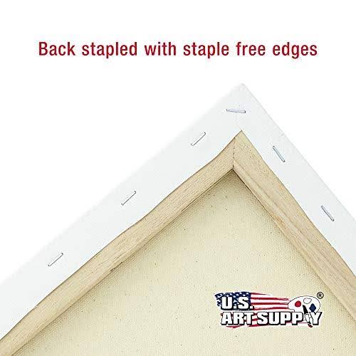 U.S. Art Supply 36 x 48 inch Stretched Canvas 12-Ounce Primed 3-Pack - Professional White Blank 3/4x22 Profile Heavy-Weight Gess