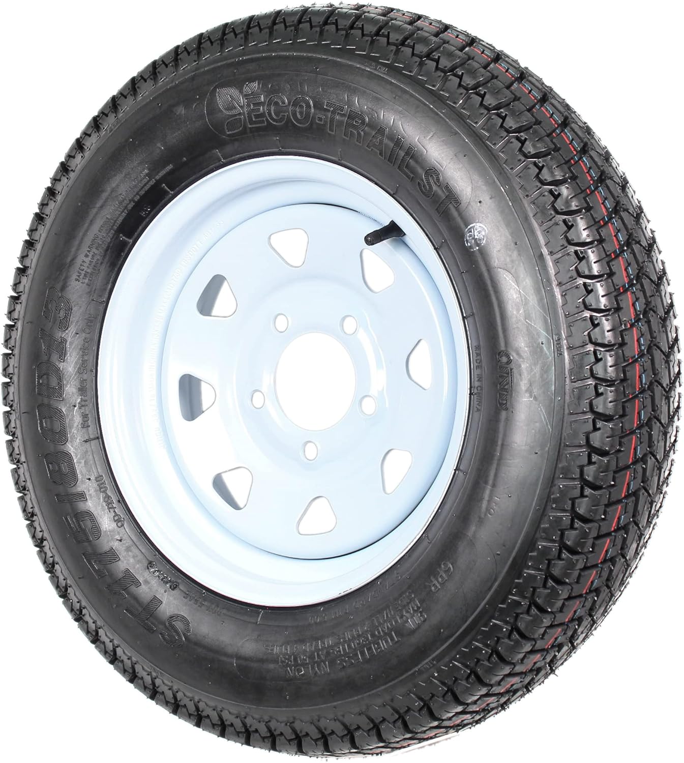 2-Pk Trailer Tire On Rim ST175/80D13 175/80 13 in. LRC 5 Hole White Spoke Wheel