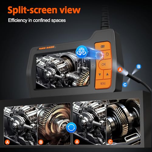Triple Lens Sewer Camera with 50ft, 5" IPS Screen Borescope with Light, 1080P HD Endoscope IP67 Drain Pipe Snake Drain Camera