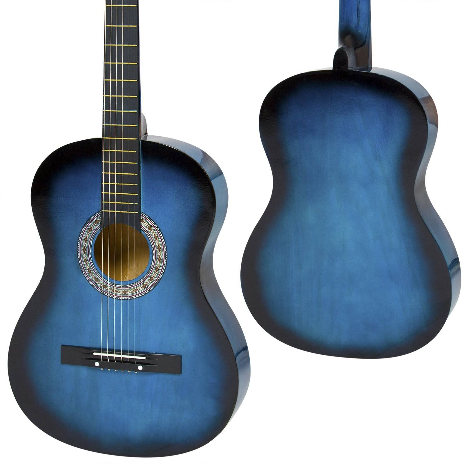 Best Choice Products 38in Beginner Acoustic Guitar Starter Kit w/Case, Strap, Tuner, Pick, Strings - Blue