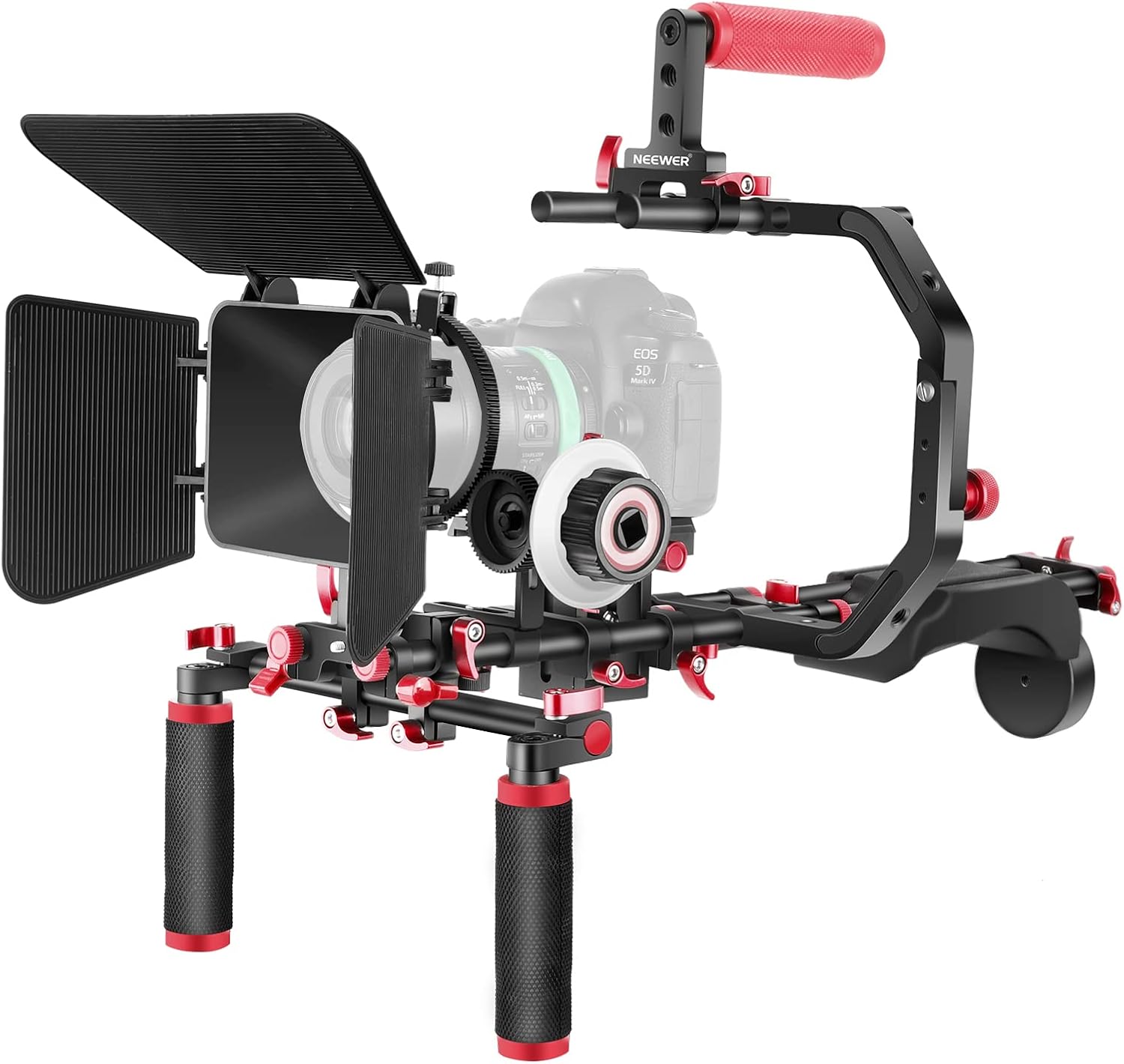 Neewer Shoulder Rig Kit for DSLR Cameras and Camcorders, Movie Video Film Making System with Matte Box, Follow Focus, C-Shaped Bracket, 15mm Rods