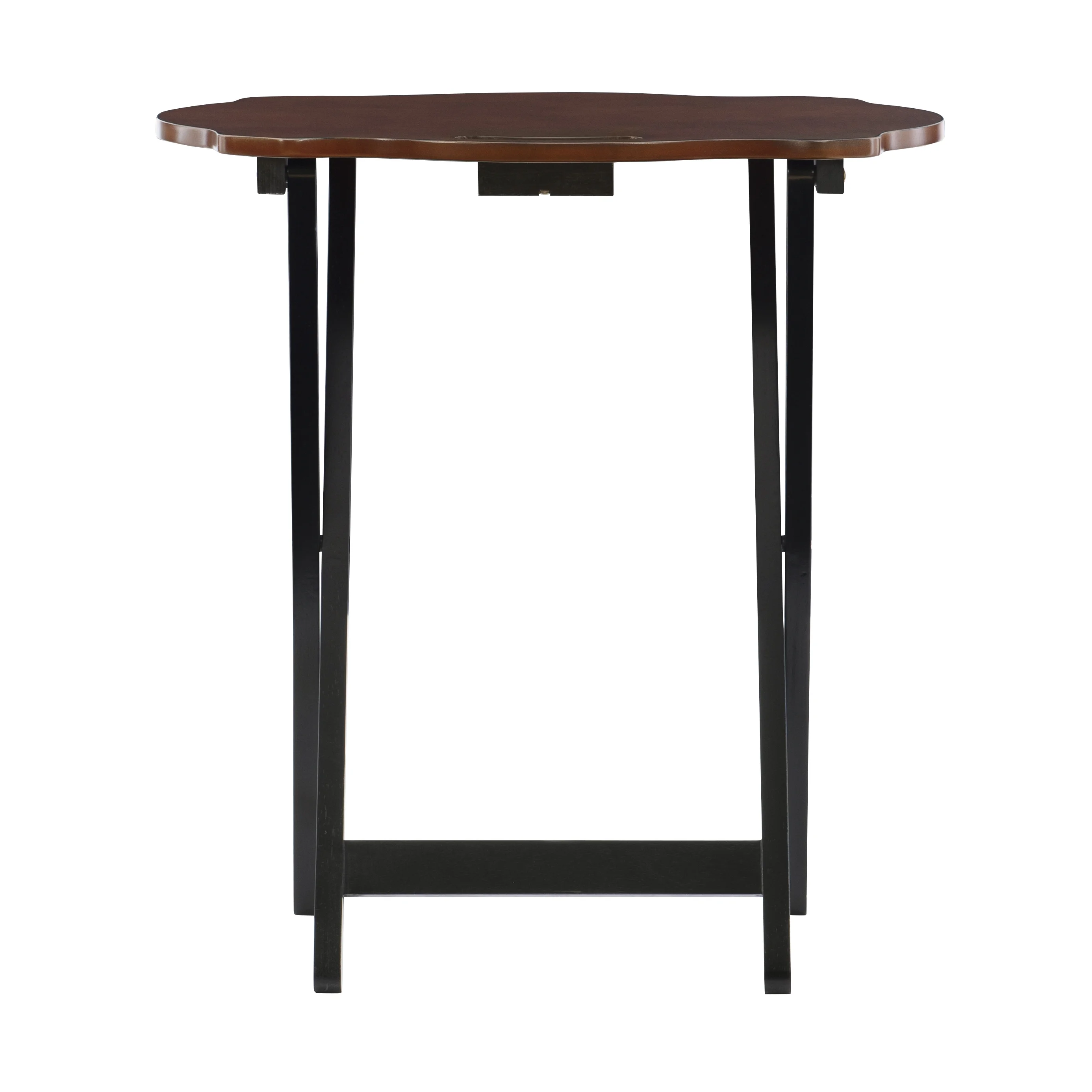Powell Serpentine 5-Piece Indoor Folding Side Table, Snack, or TV Tray Set with Stand, 26" Tall, Hazelnut/Black
