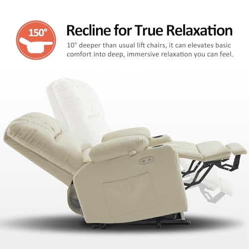 MCombo Oversized Power Lift Recliner Chair for Elderly, Lift Chair with Heat and Massage, Lift Recliner for Big and Tall, Cup Holders