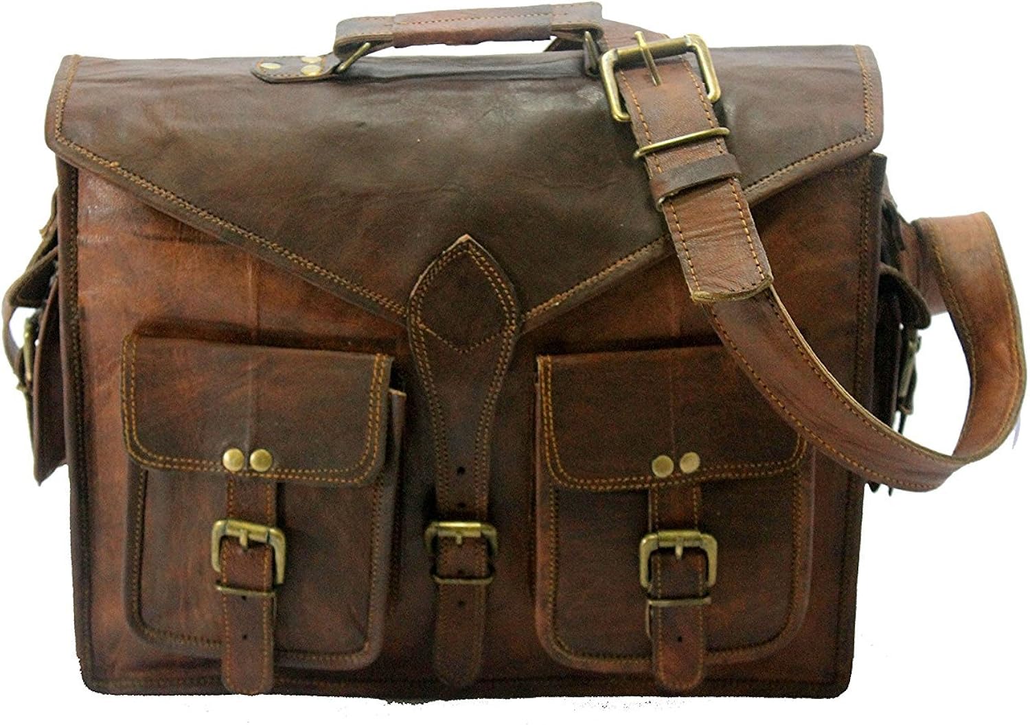 Handmade World Genuine Messenger Bag Leather Laptop Bags Computer Satchel Briefcase (18 Inch)