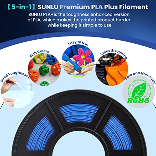 SUNLU 3D Printer Filament Bundle, PLA Plus Filament 10KG 1.75mm, Neatly Wound Filament for Most 3D Printer, 10 Colors, 1kg Spool
