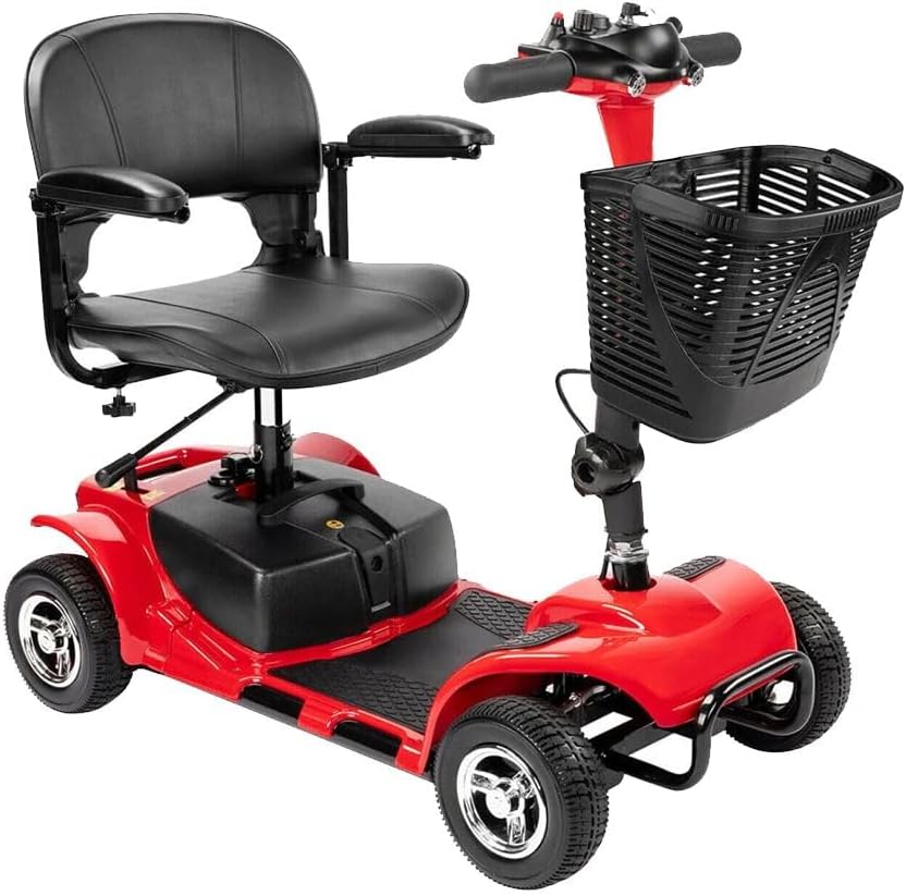 4 Wheel Mobility Scooter, Electric Powered Wheelchair Device, Compact Heavy Duty Mobile for Travel, Adults
