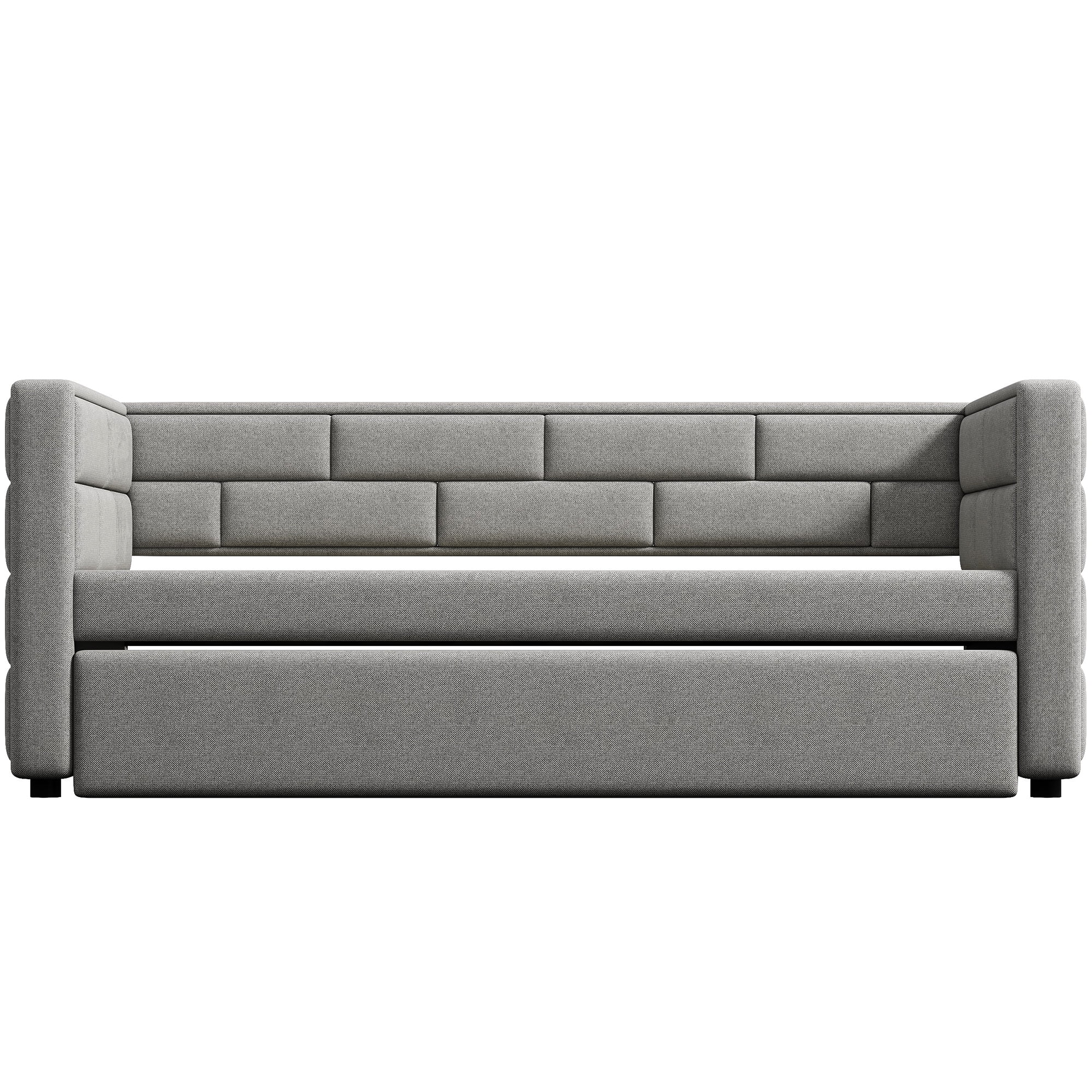 Euroco Modern Wood with Trundle Daybed, Twin, Gray