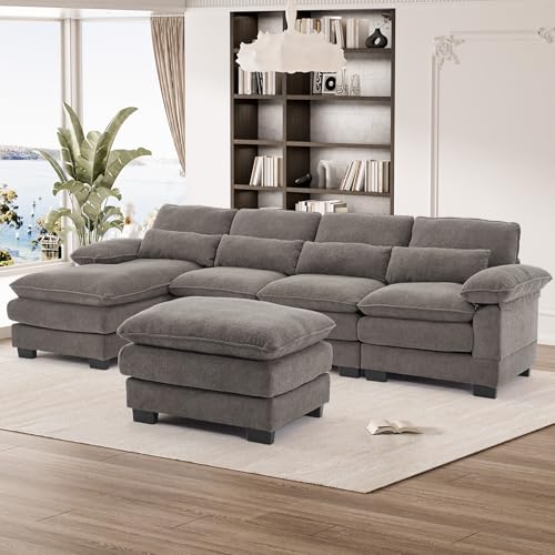 OUYESSIR 114" U Shape Sectional Sofa Cloud Couch for Living Room, Upholstery Comfy Modular Sofa