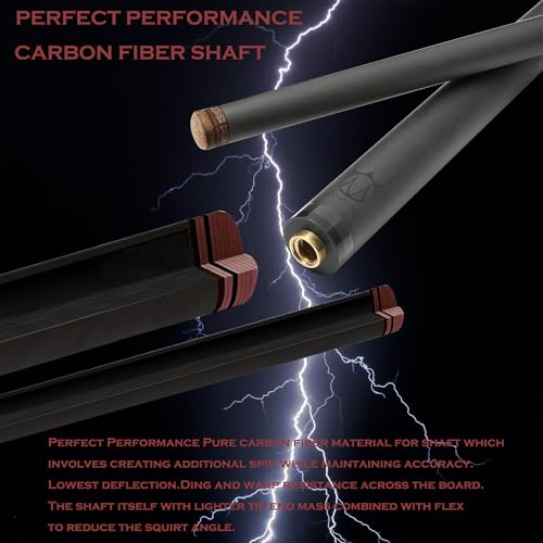 CROWN ME Carbon Fiber Pool Cue Stick 12.8mm Tip Billiard Carbon Fiber cue, 58" Pool Table Sticks, Weight Adjustable Design -18OZ,18.4OZ,19OZ,20OZ