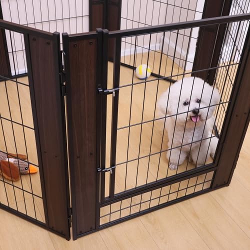 Heavy Duty Dog Playpen 32 Inch Height - Indoor Outdoor Pet Fence Enclosure for Medium and Small Dogs