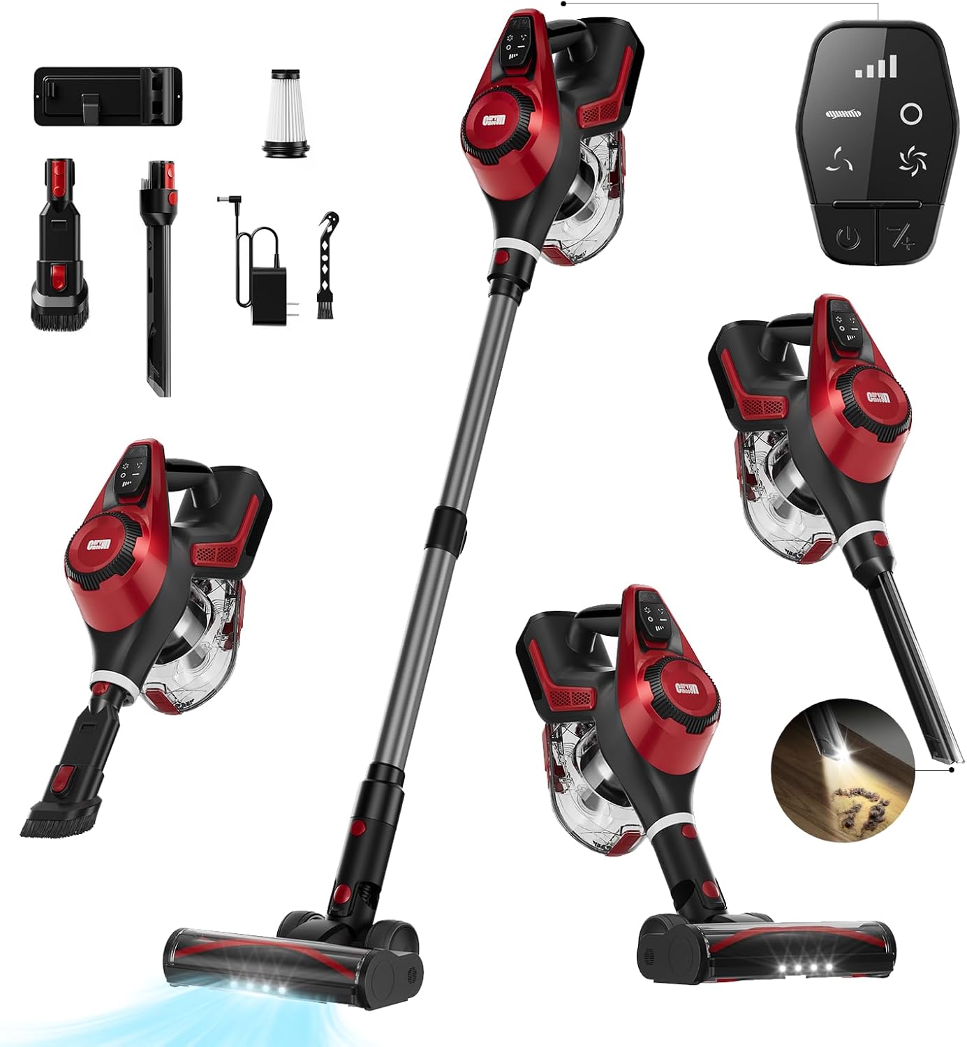 Curvymoon Vacuum Cleaners for Home, 30Kpa Cordless Stick Vacuum, Free-Standing & Smart Display, 55mins Max Runtime