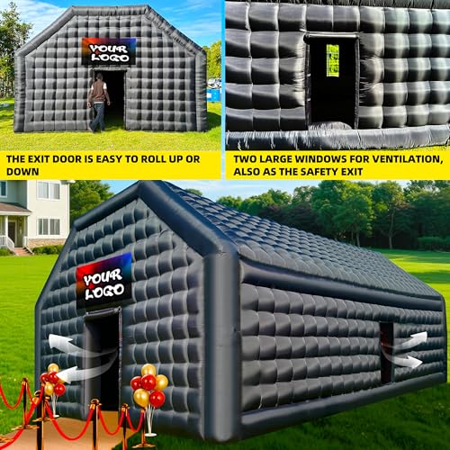 WARSUN Large Black Inflatable Nightclub 20x16.5x12Ft Inflatable Party Tent with Logo Area Inflatable Night Club Tent for Adults Wedding Birthday