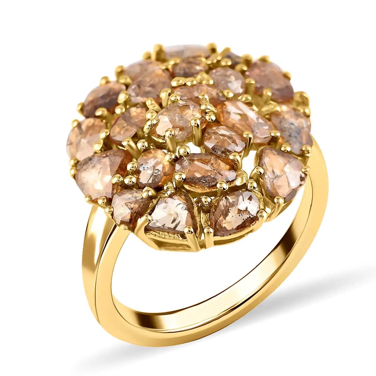Shop LC Champagne Diamond Mix 925 Sterling Silver 14K Yellow Gold Plated Cluster Ring for Women Jewelry Gifts for Women Size 8 Ct 3 Wedding