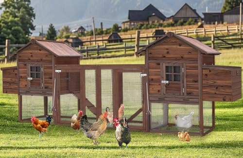 Large Wooden Chicken Coop, 160IN Outdoor Chicken Cages and Run with Nesting Boxes & Removable Tray for 2-8 Chickens