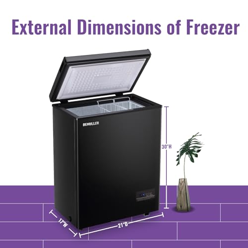 DEMULLER Deep Chest Freezer Electronic Display Screen Basket Black