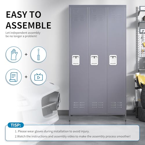 6 Doors Metal Lockers for Employees 72" H Storage Cabinet Lockable Locker with Shelves Steel Storage Locker for Gym School Office Home Requires