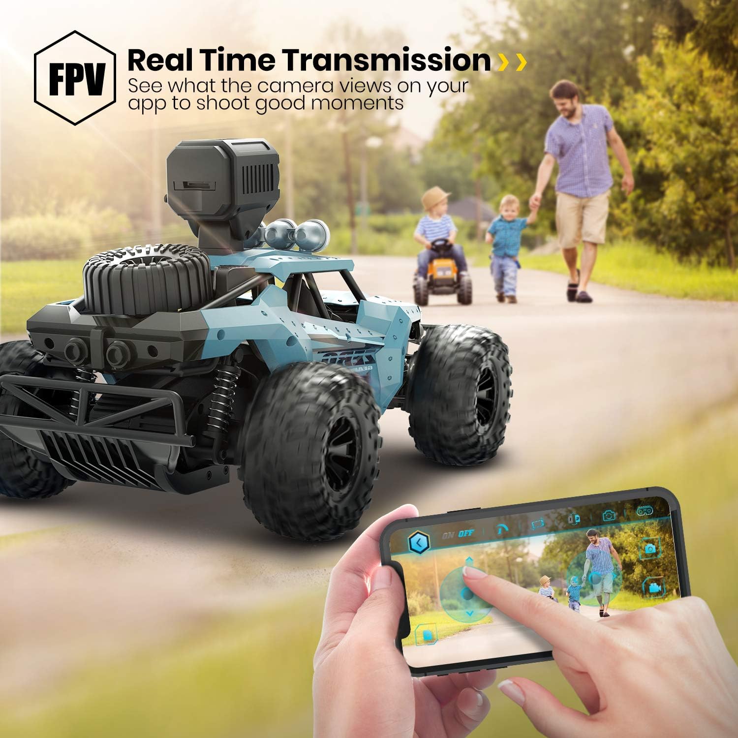 DEERC RC Cars DE36W Remote Control Car with 720P HD FPV Camera, 1/16 Scale Off-Road Remote Control Truck