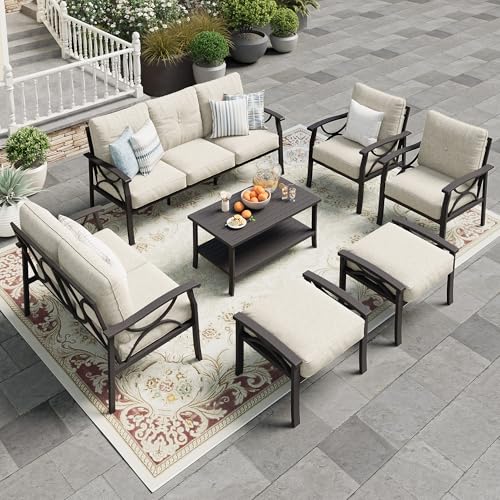 Wisteria Lane 5-Piece Outdoor Patio Furniture Set, Outdoor Metal Sectional Furniture with Cushions