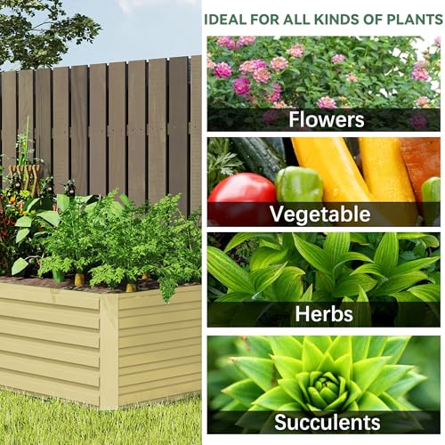 FOOWIN 2pcs 8x4x2ft Galvanized Raised Garden Bed, Planter Raised Garden Boxes Outdoor, Large Metal Raised Beds for Gardening