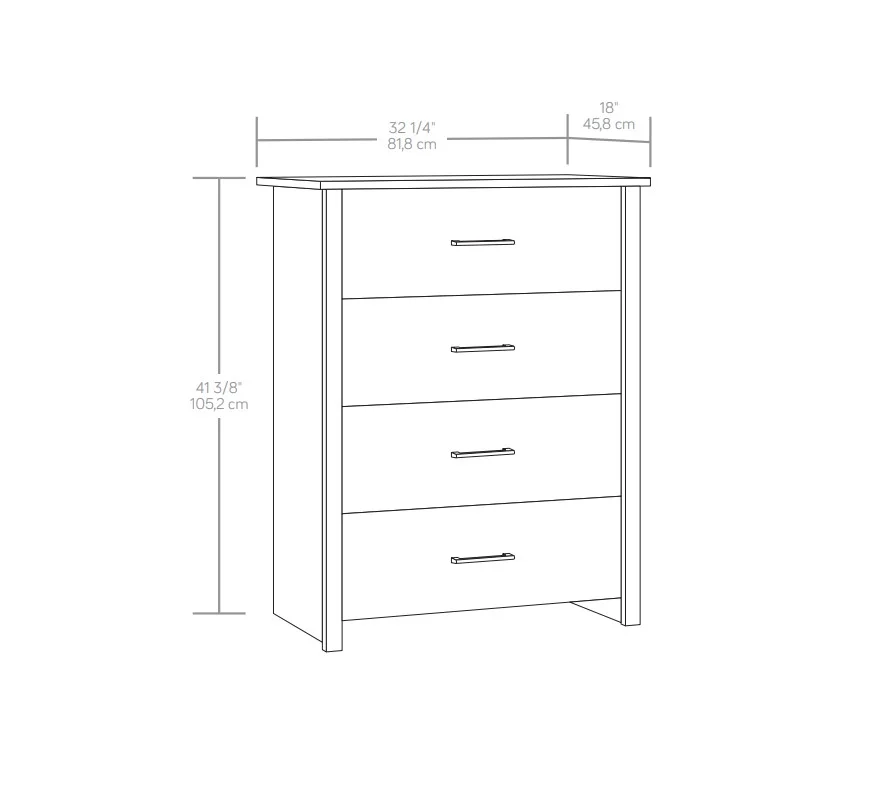 Mainstays Hillside 4-Drawer Dresser, Walnut Finish