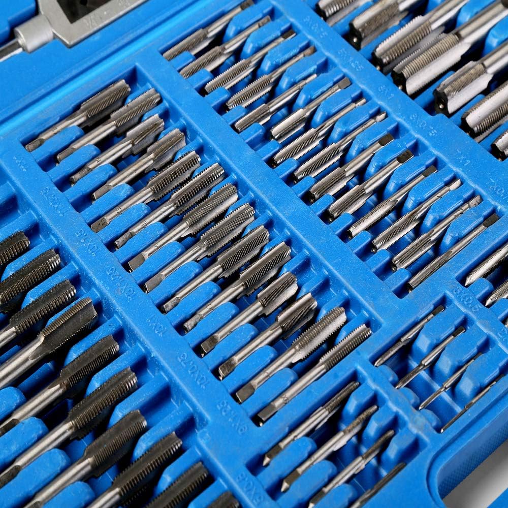 110 Piece Combination Tap and Die Set Alloy Steel 55°- 60° Metric Tools with Carrying Case + Free Glove Amazing Tour