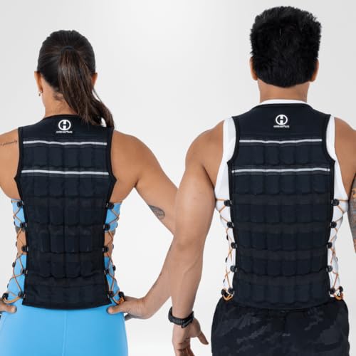 Hyperwear Hyper Vest ELITE Fully Adjustable Weight Vest - Stretch CORDURA&reg; Fabric Zipper Thin Steel Weights - Weighted Vests for Running