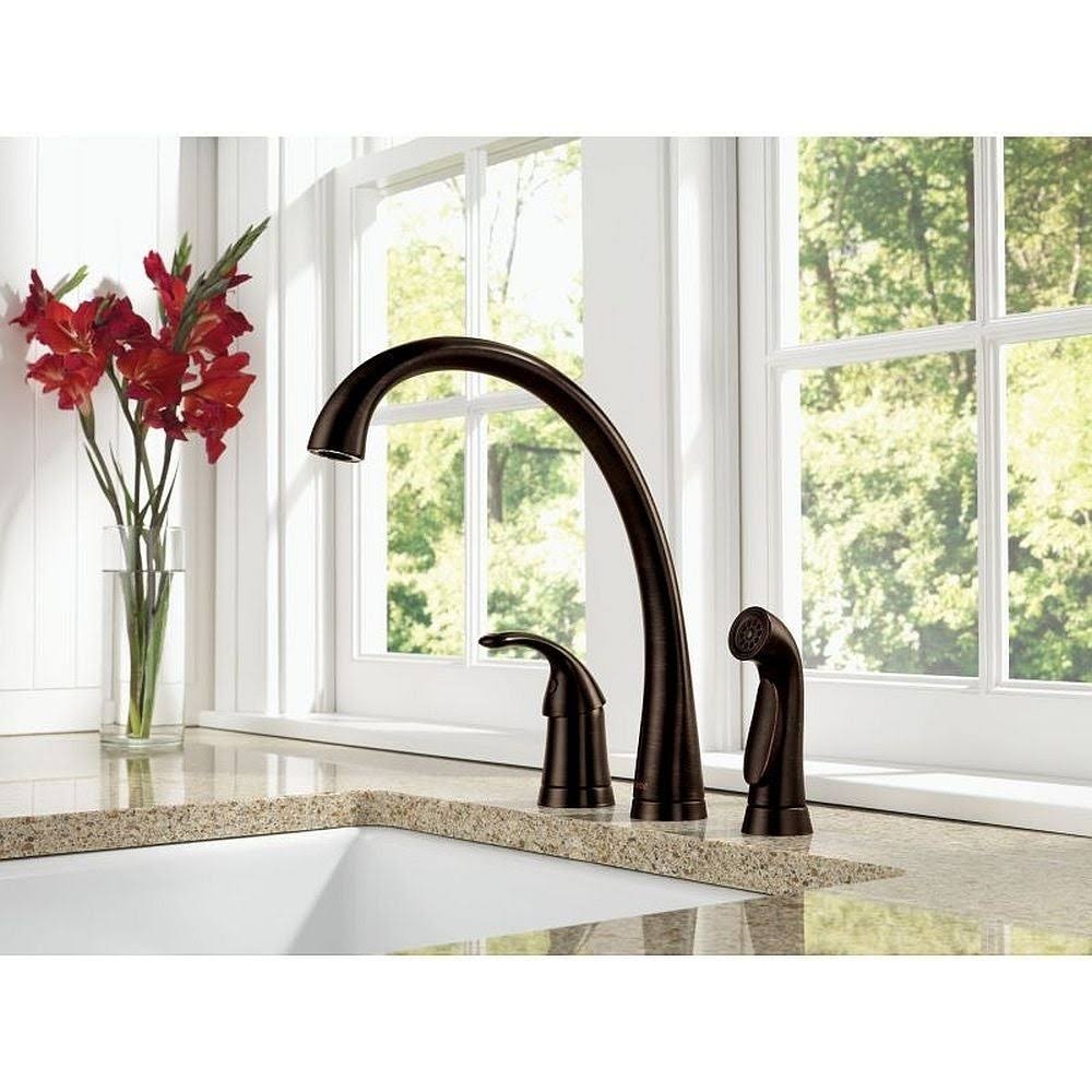 Delta 4380-DST Pilar Chrome Single Handle Kitchen Faucet with Spray