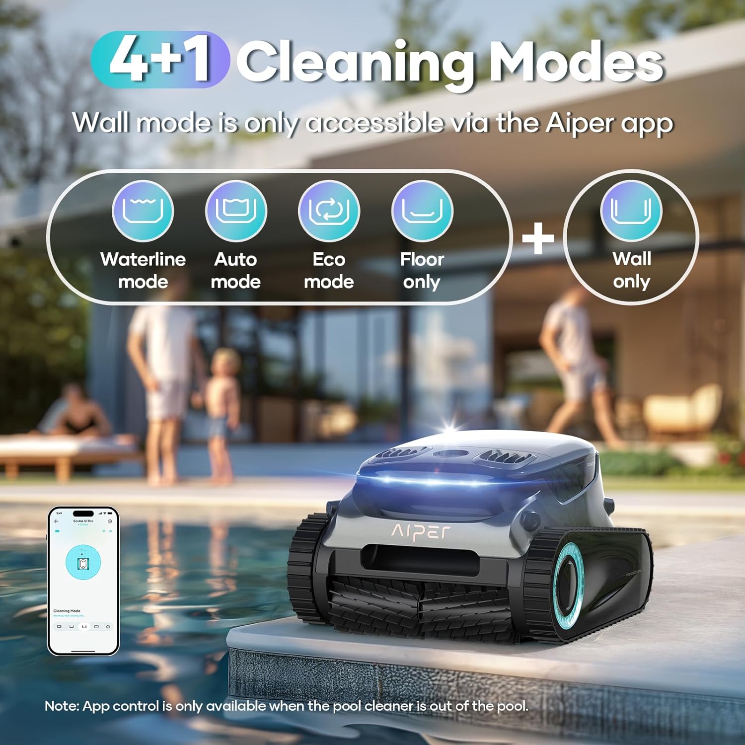 AIPER Scuba S1 Pro Cordless Robotic Pool Cleaner, 2024 Automatic Pool Vacuum with Horizontal Waterline Cleaning, Smart Navigation