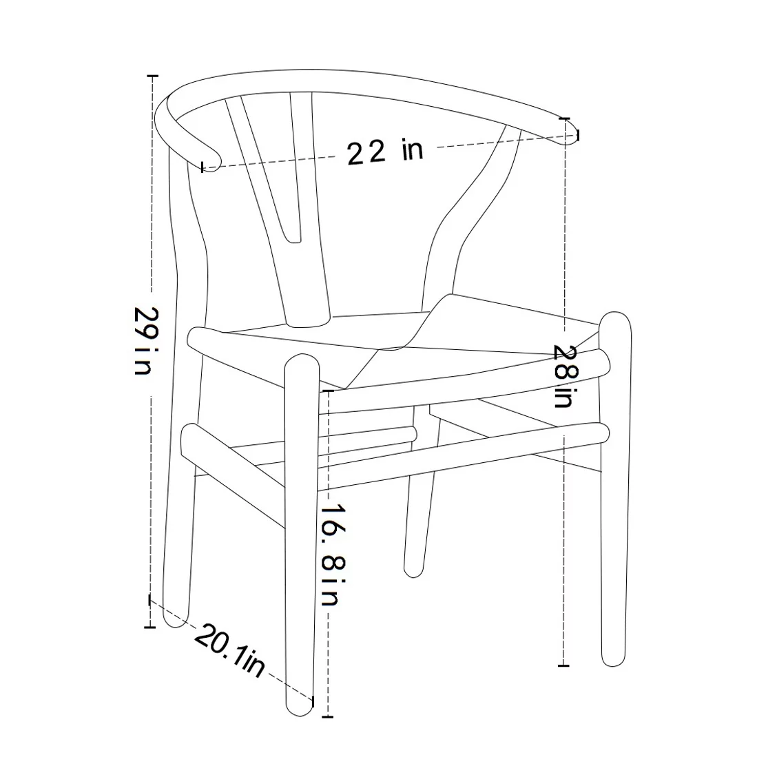 Tomile Dining Chair, Wishbone Chair Mid-Century Solid Wood Y Chair, Rattan Armchair (Ash Wood - Black with Natural Seat) - Radiant Selections