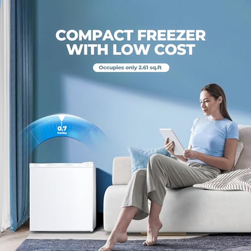 3.0 Cu.ft Upright Freezer, Small Mini Freezer with Adjustable Thermostat, Removable Shelves, Reversible Single Door, for Bedroom/Home/Dorms/Apartment