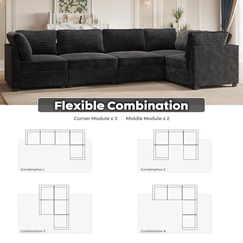 ovios 130.7" Modular Sectional Sofa Couch, U-Shaped Cloud Couches with 2 Ottomans Chaise
