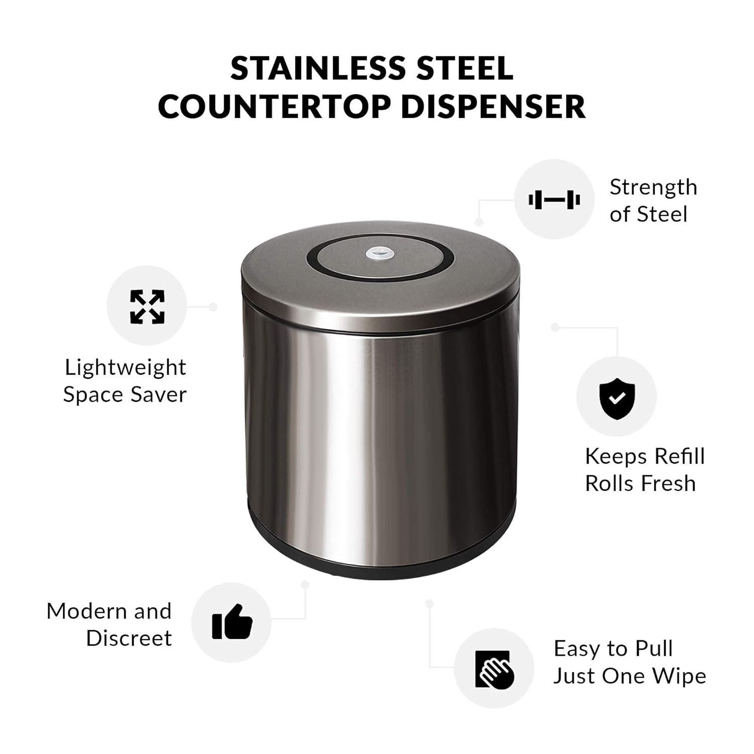 Monkey Movement Stainless Steel Countertop Wipe Dispenser - Fits Wipes on Rolls - Perfect for Fitness Clubs, Schools/Daycares
