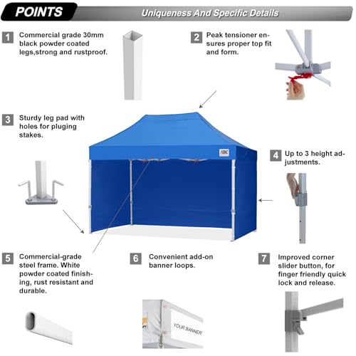 ABCCANOPY Easy Pop Up Canopy Tent with Sidewalls 10x10 Commercial -Series, White