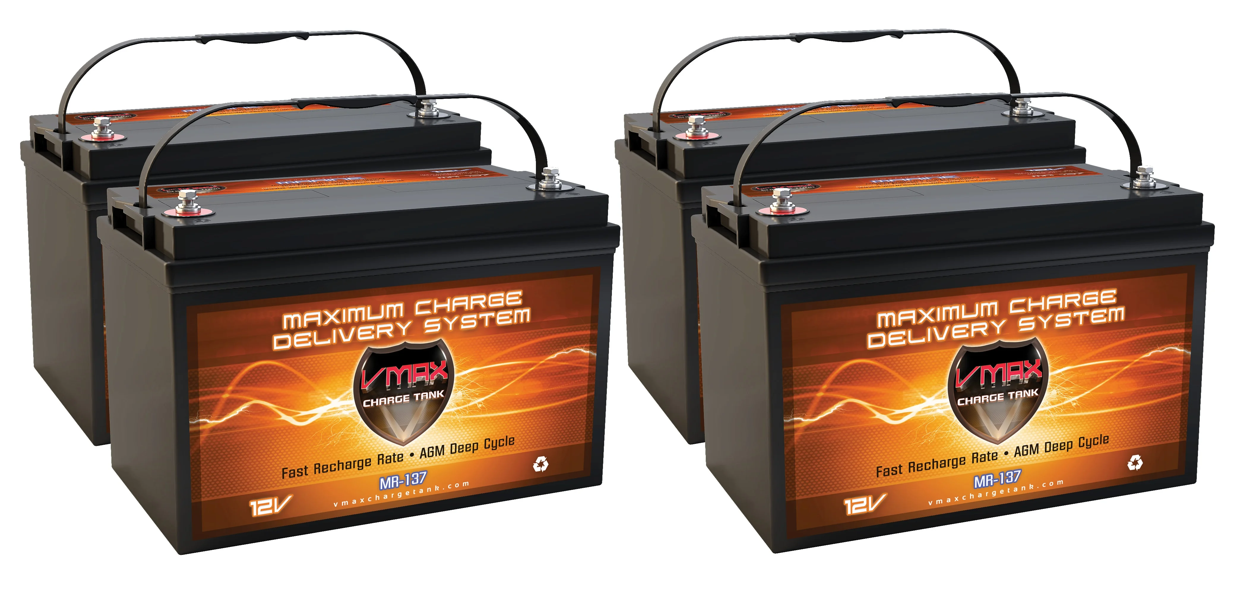 QTY4 VMAX MR137-120 12V 120AH AGM Deep Cycle Group 31 Batteries for 48V 48 Volt Electric Trolling Outboard Motors