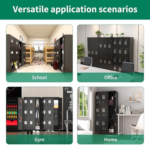 Metal Locker 3 Doors Storage Lockers for Employee,72" Tall Locker with Shelves and Hooks Steel Sports Locker for Office School Office Gym Home Garage