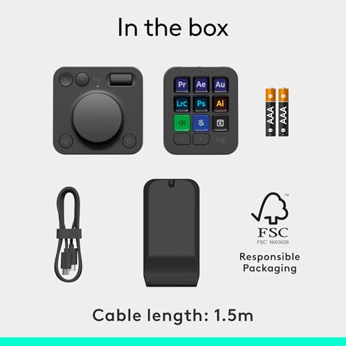 Logitech MX Creative Console, 9 Customizable LCD Keys, Stream Deck Accessories, Control Dial for Graphic Design, Adobe, Zoom, Spotify - Graphite