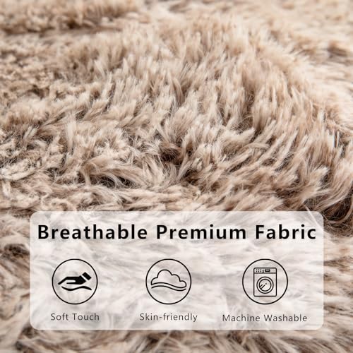 BYBYME Giant Bean Bag Chair, Faux Fur Bean Bag Couch with Filler Large Living Room Bean Bag Chairs for Adults