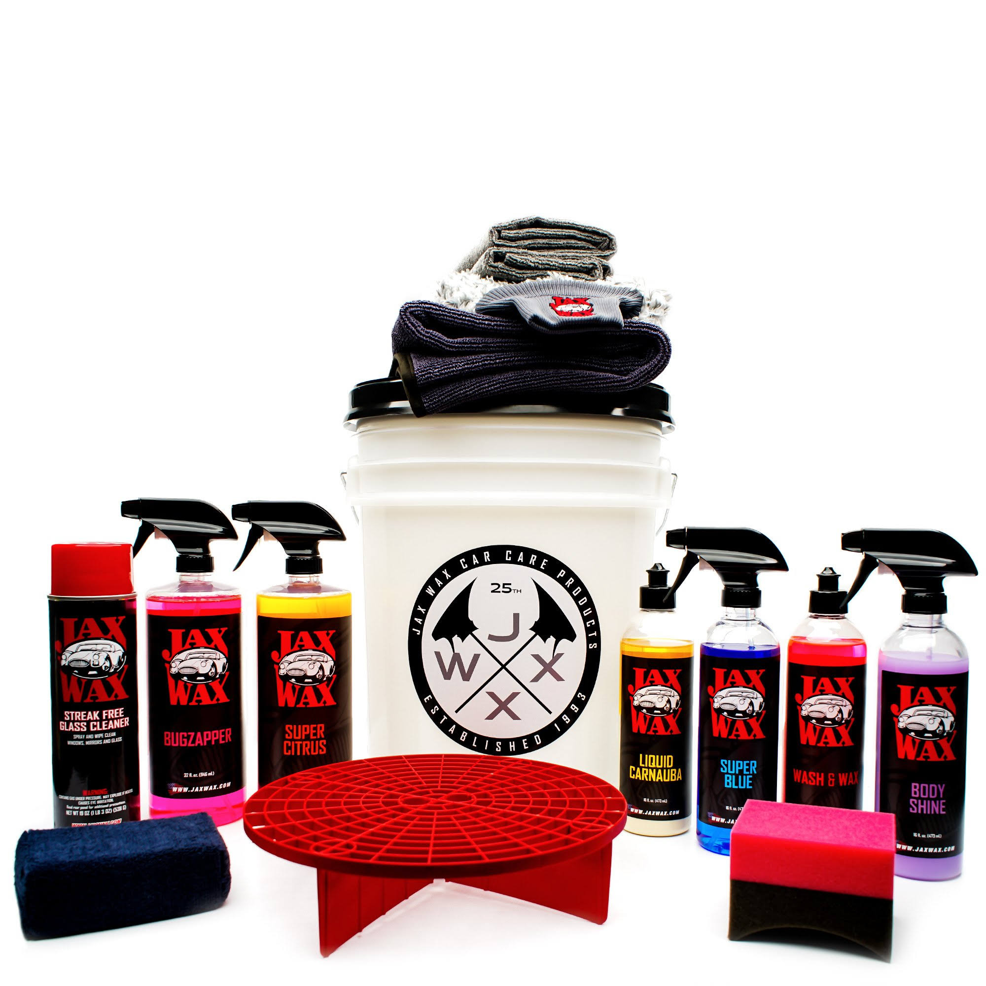 Jax Wax Complete Scratch-Free Wash Wax and Detail Bucket Car Care Orga