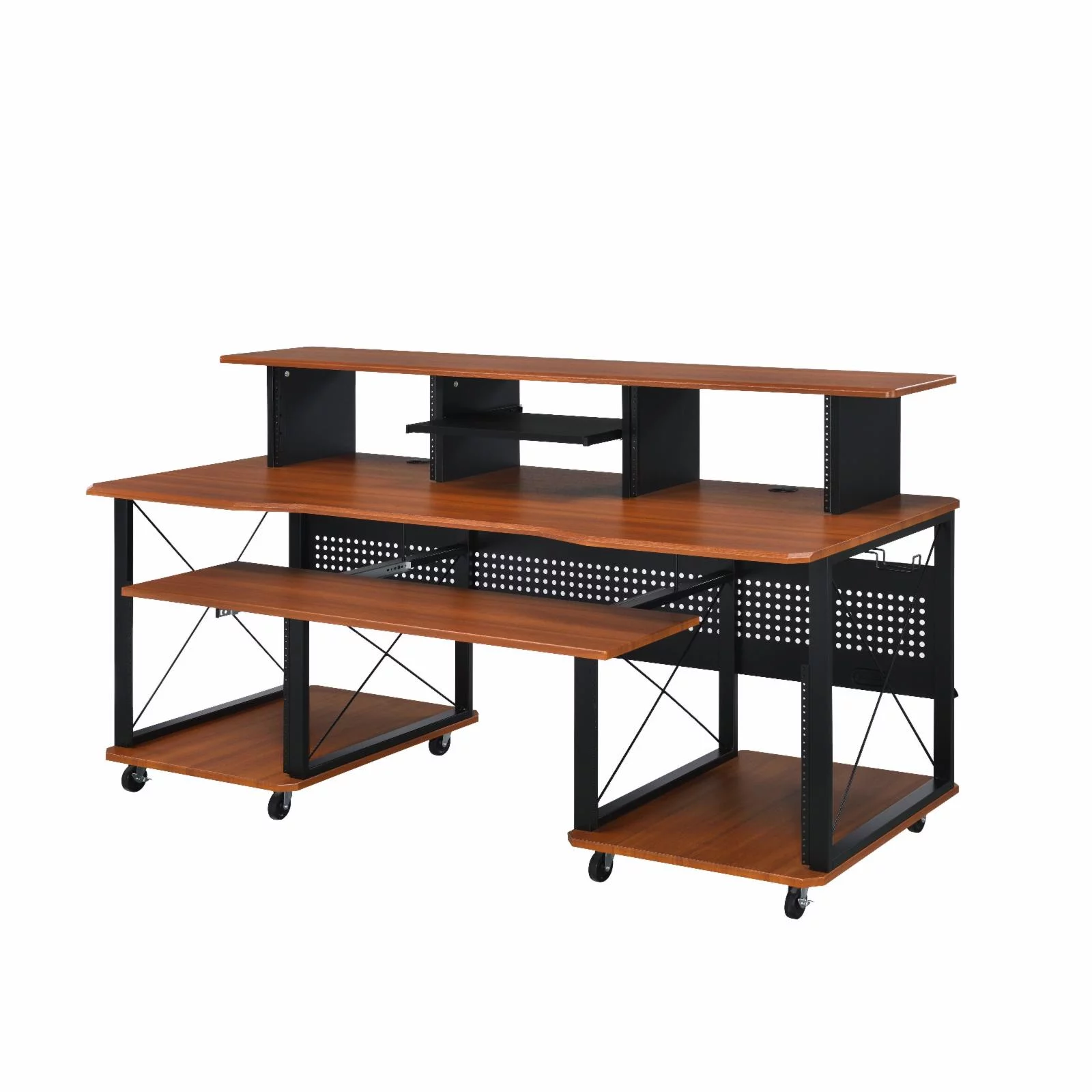 ACME Megara Frame Music Desk with Shelves And Compartments in Black Finish