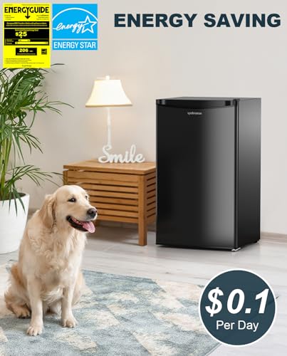 Upstreman 3.2 Cu.Ft Mini Fridge with Freezer, Single Door Mini Fridge, Dorm Fridge, Adjustable Thermostat, Mini Refrigerator for Bedroom, Office