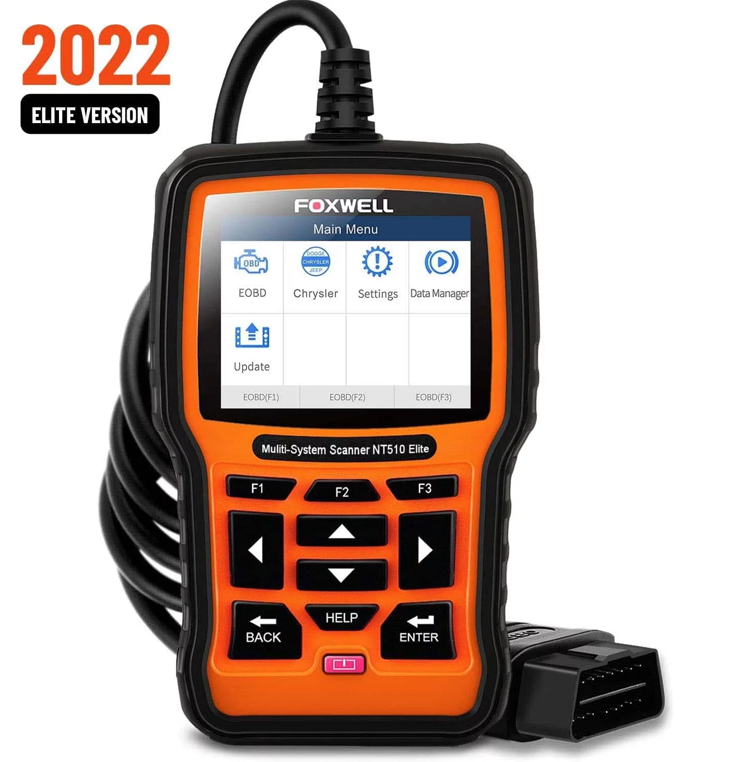 FOXWELL NT510 Elite Car Scanner for Chrysler Jeep Dodge OBD2 Scanner Bidirectional Scan Tool All System Scanner ABS Bleeding Battery Registeration