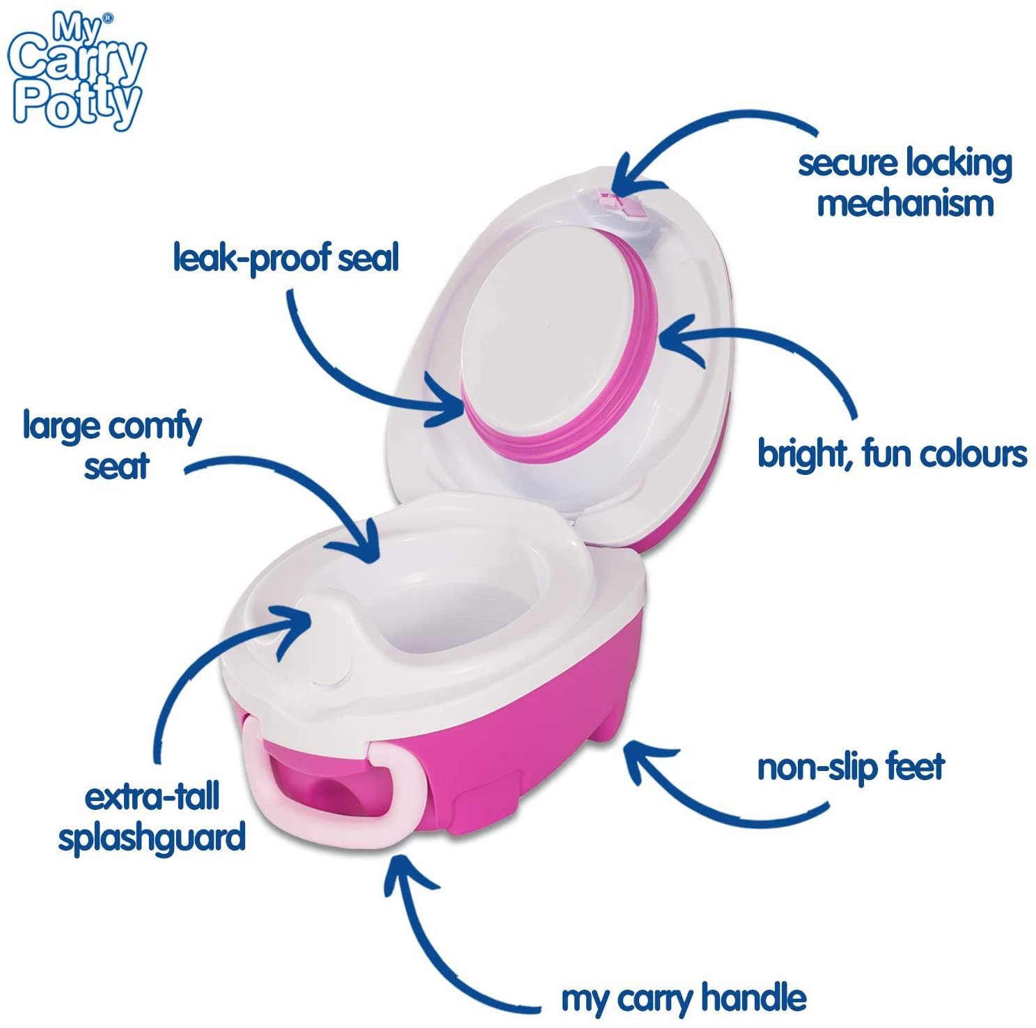 My Carry Potty - Pink Travel Potty, Award-Winning Portable Toddler Toilet Seat for Kids to Take Everywhere