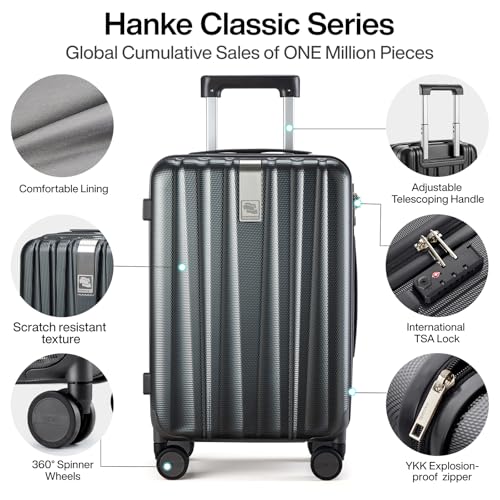 Hanke 29 Inch Luggage Suitcases With Spinner Wheels Lightweight PC hardside Rolling Suitcase With Travel Lock, Checked-Large 29-Inch(Blackish Green)