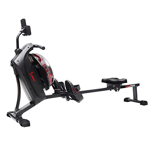 Sunny Health & Fitness Elite Water Rowing Machine with High Dynamic Resistance Vertical Tank