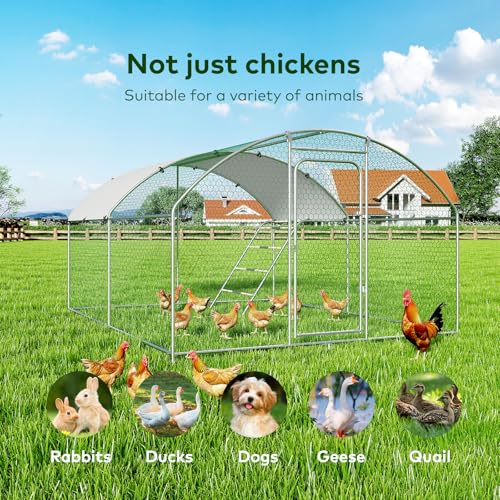 Large Metal Chicken Coop with Waterproof and UV-Resistant Cover