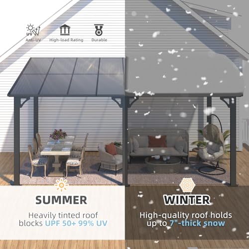 AECOJOY 10&rsquo; x 10&rsquo; Gazebo, Wall Mounted Gazebos Pergola on Clearance, Outdoor Patio Lean to Gazebo Awnings for Deck, Porch
